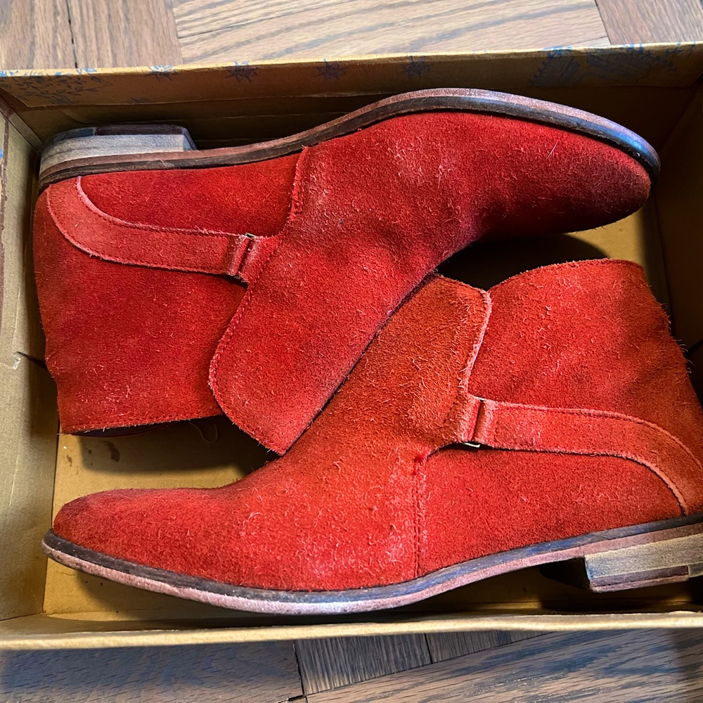 Free People terra cot suede booties size 39 US 9